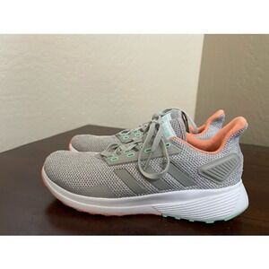 Adidas Womens Duramo 9 Running Shoes Gray White BB7006 Low Top Lace Up 9M